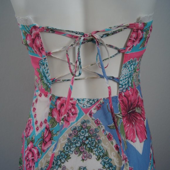 Vintage BCBG Dresses Y2k Midi Dess Bias Cut Cotton Sun Dress S Made in USA Flora - Picture 6 of 9